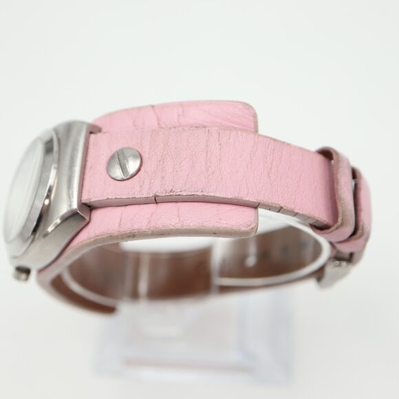 Fossil Womens Watch 29mm Silver Tone Date Dial Pink Leather Band w New Battery - Picture 10 of 14